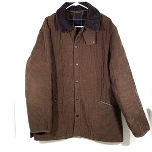 Barbour Liddlesdale Moleskin Leather Quilted Corduroy Chore Barn Jacket Large